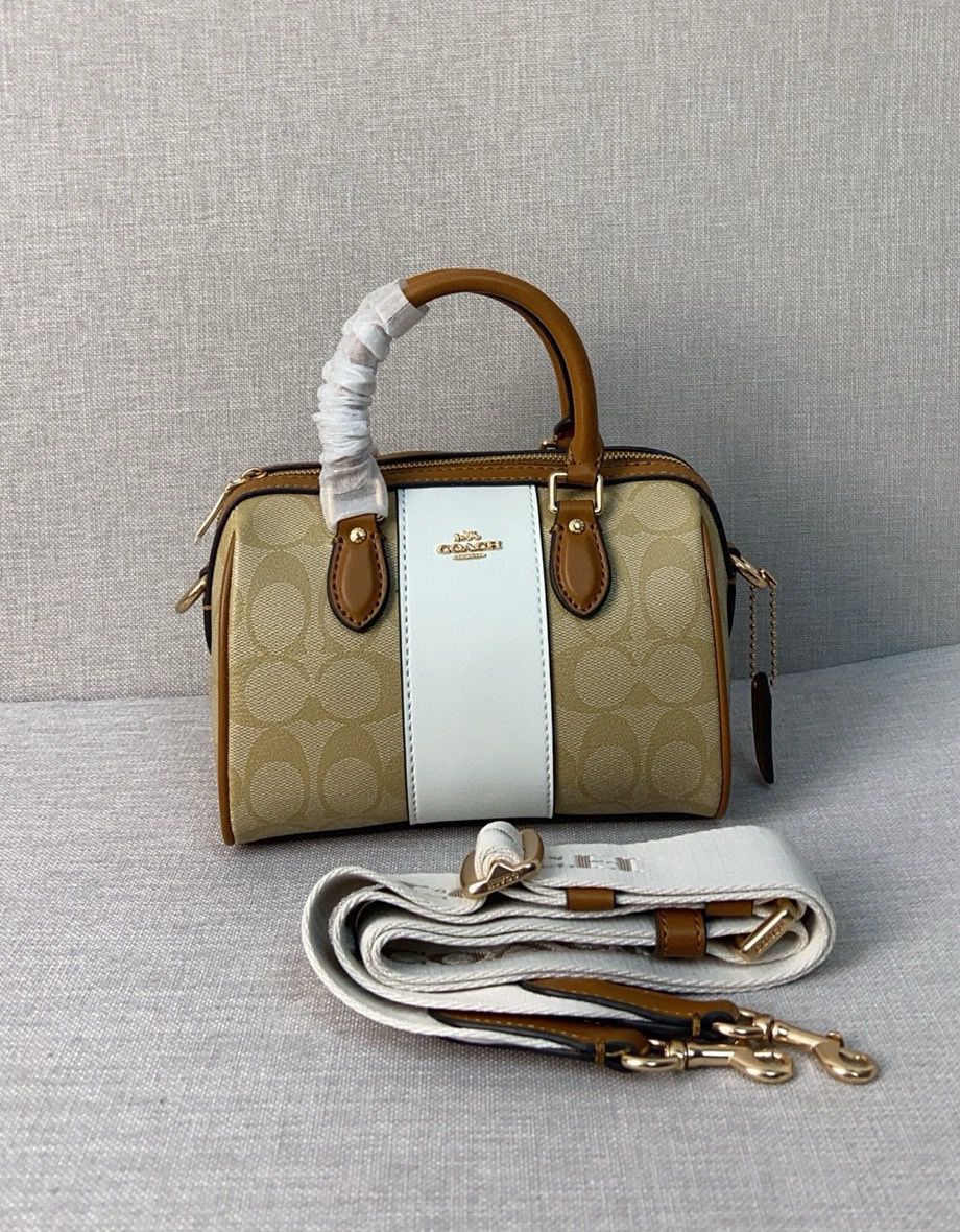 Coach Rowan Satchel – Signature Canvas with Center Stripe